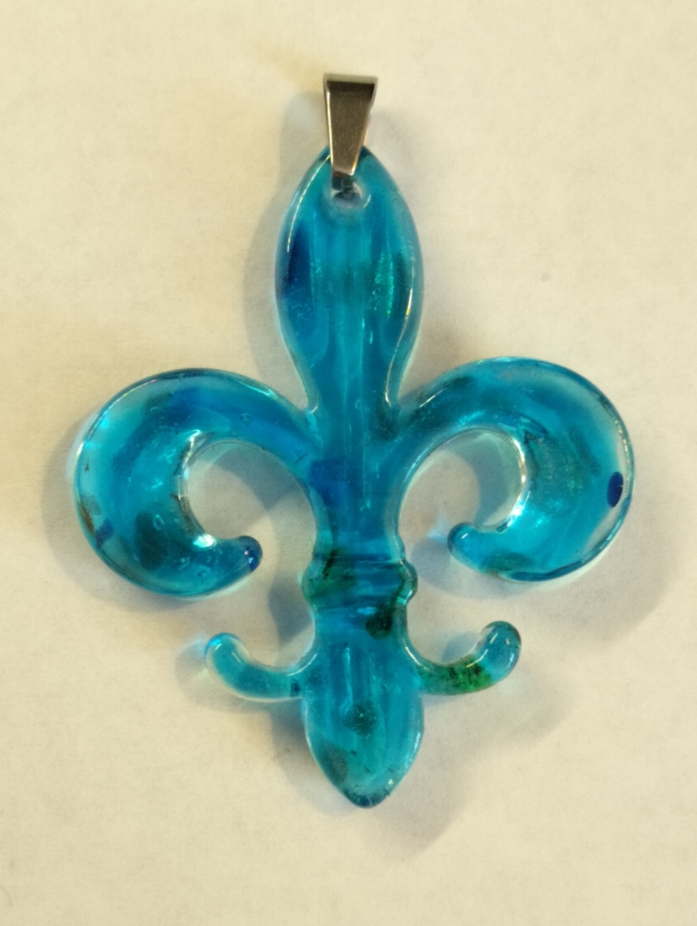 💙 Murano Glass Fleur‑de‑Lis Pendant